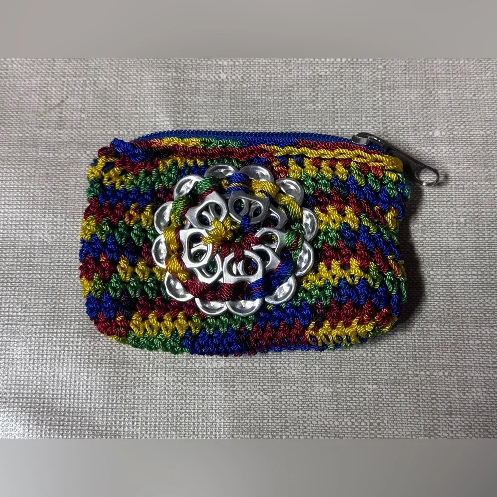Multicolor Crochet  Soda Pop Can Tab Coin Purse